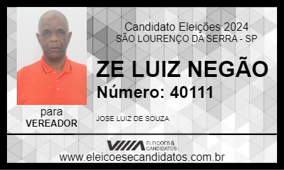 Candidato ZE LUIZ NEGÃO 2024 - SÃO LOURENÇO DA SERRA - Eleições