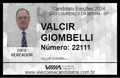 Candidato VALCIR GIOMBELLI 2024 - SÃO LOURENÇO DA SERRA - Eleições