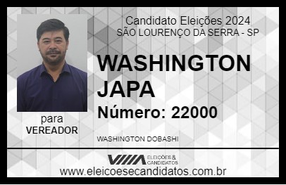 Candidato WASHINGTON JAPA 2024 - SÃO LOURENÇO DA SERRA - Eleições