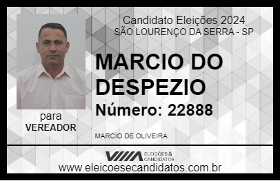 Candidato MARCIO DO DESPEZIO 2024 - SÃO LOURENÇO DA SERRA - Eleições