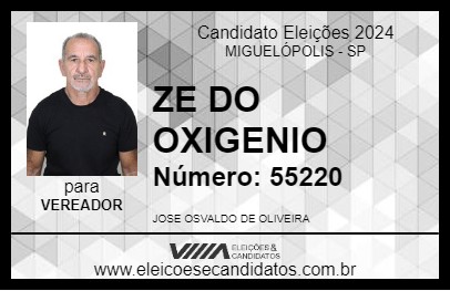 Candidato ZE DO OXIGENIO 2024 - MIGUELÓPOLIS - Eleições