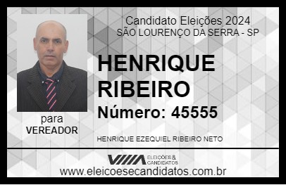 Candidato HENRIQUE RIBEIRO 2024 - SÃO LOURENÇO DA SERRA - Eleições