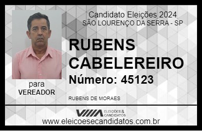 Candidato RUBENS CABELEREIRO 2024 - SÃO LOURENÇO DA SERRA - Eleições