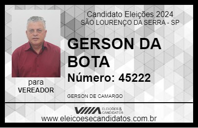 Candidato GERSON DA BOTA 2024 - SÃO LOURENÇO DA SERRA - Eleições