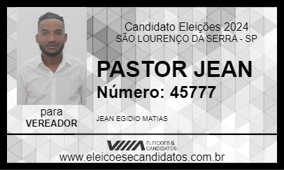 Candidato PASTOR JEAN 2024 - SÃO LOURENÇO DA SERRA - Eleições