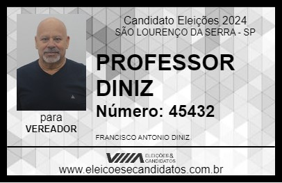 Candidato PROFESSOR DINIZ 2024 - SÃO LOURENÇO DA SERRA - Eleições