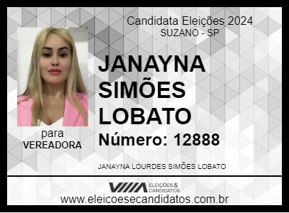 Candidato JANAYNA SIMÕES LOBATO 2024 - SUZANO - Eleições