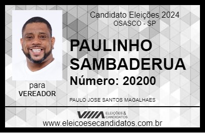 Candidato PAULINHO SAMBADERUA 2024 - OSASCO - Eleições