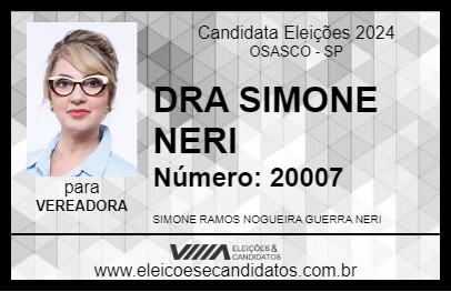 Candidato DRA SIMONE NERI 2024 - OSASCO - Eleições