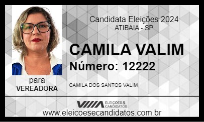 Candidato CAMILA VALIM 2024 - ATIBAIA - Eleições