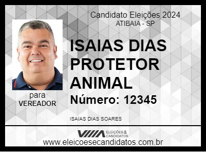 Candidato ISAIAS DIAS PROTETOR ANIMAL 2024 - ATIBAIA - Eleições