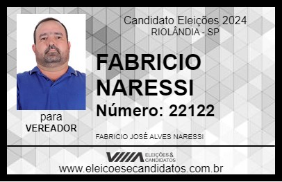 Candidato FABRICIO NARESSI 2024 - RIOLÂNDIA - Eleições