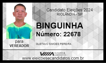 Candidato BINGUINHA 2024 - RIOLÂNDIA - Eleições