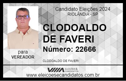 Candidato CLODOALDO DE FAVERI 2024 - RIOLÂNDIA - Eleições