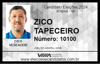 Candidato ZICO TAPECEIRO 2024 - ATIBAIA - Eleições