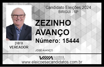 Candidato ZEZINHO AVANÇO 2024 - BIRIGUI - Eleições