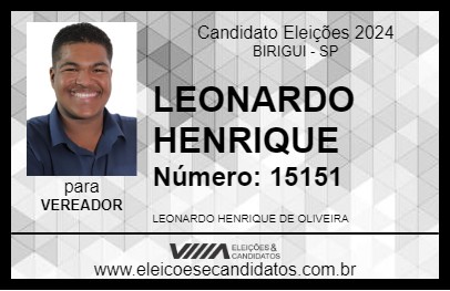 Candidato LEONARDO HENRIQUE 2024 - BIRIGUI - Eleições