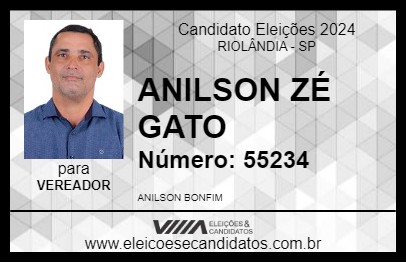 Candidato ANILSON ZÉ GATO 2024 - RIOLÂNDIA - Eleições