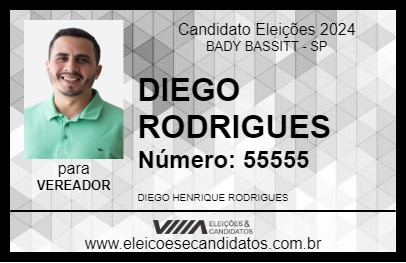 Candidato DIEGO RODRIGUES 2024 - BADY BASSITT - Eleições