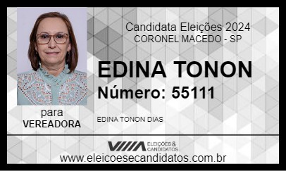 Candidato EDINA TONON 2024 - CORONEL MACEDO - Eleições