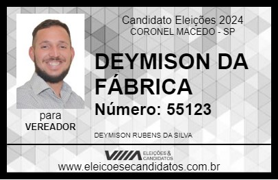 Candidato DEYMISON DA FÁBRICA 2024 - CORONEL MACEDO - Eleições