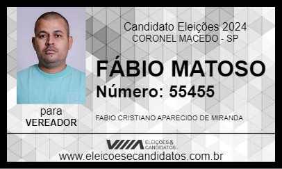 Candidato FÁBIO MATOSO 2024 - CORONEL MACEDO - Eleições