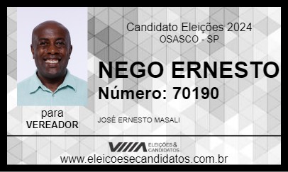 Candidato NEGO ERNESTO 2024 - OSASCO - Eleições