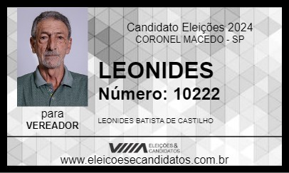 Candidato LEONIDES 2024 - CORONEL MACEDO - Eleições