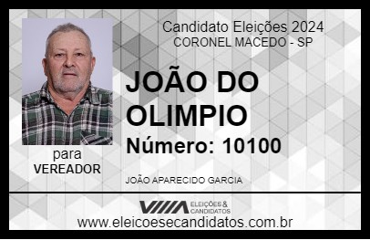 Candidato JOÃO DO OLIMPIO 2024 - CORONEL MACEDO - Eleições