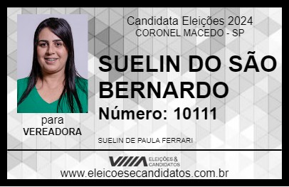 Candidato SUELIN DO SÃO BERNARDO 2024 - CORONEL MACEDO - Eleições