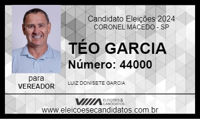 Candidato TÉO GARCIA 2024 - CORONEL MACEDO - Eleições