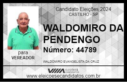 Candidato WALDOMIRO DA PENDENGO 2024 - CASTILHO - Eleições