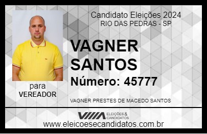 Candidato VAGNER SANTOS 2024 - RIO DAS PEDRAS - Eleições