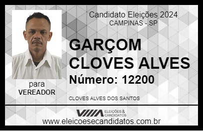 Candidato GARÇOM CLOVES ALVES 2024 - CAMPINAS - Eleições