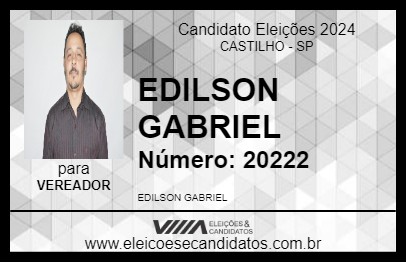 Candidato EDILSON GABRIEL 2024 - CASTILHO - Eleições