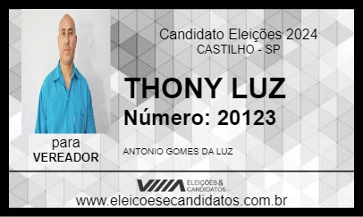 Candidato THONY LUZ 2024 - CASTILHO - Eleições