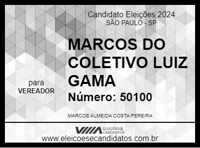 Candidato MARCOS DO COLETIVO LUIZ GAMA 2024 - SÃO PAULO - Eleições