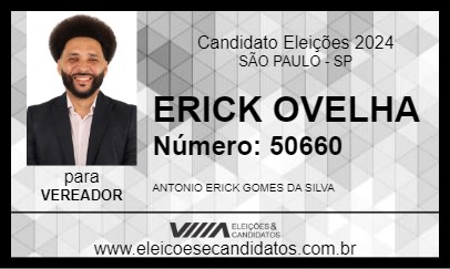 Candidato ERICK OVELHA 2024 - SÃO PAULO - Eleições