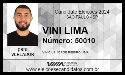 Candidato VINI LIMA 2024 - SÃO PAULO - Eleições