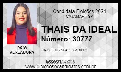 Candidato THAIS DA IDEAL 2024 - CAJAMAR - Eleições