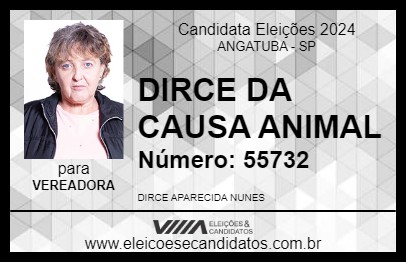 Candidato DIRCE DA CAUSA ANIMAL 2024 - ANGATUBA - Eleições