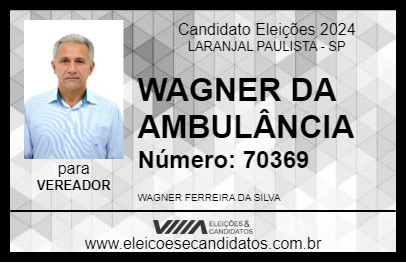 Candidato WAGNER DA AMBULÂNCIA 2024 - LARANJAL PAULISTA - Eleições