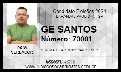 Candidato GE SANTOS 2024 - LARANJAL PAULISTA - Eleições