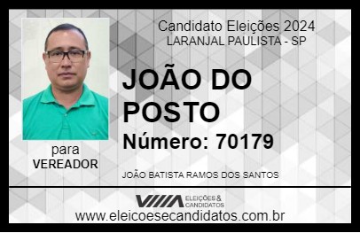 Candidato JOÃO DO POSTO 2024 - LARANJAL PAULISTA - Eleições