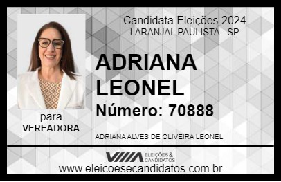 Candidato ADRIANA LEONEL 2024 - LARANJAL PAULISTA - Eleições