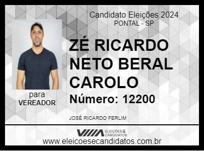 Candidato ZÉ RICARDO NETO BERAL CAROLO 2024 - PONTAL - Eleições