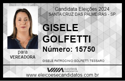 Candidato GISELE GOLFETTI 2024 - SANTA CRUZ DAS PALMEIRAS - Eleições