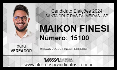 Candidato MAIKON FINESI 2024 - SANTA CRUZ DAS PALMEIRAS - Eleições