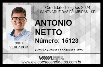 Candidato ANTONIO NETTO 2024 - SANTA CRUZ DAS PALMEIRAS - Eleições