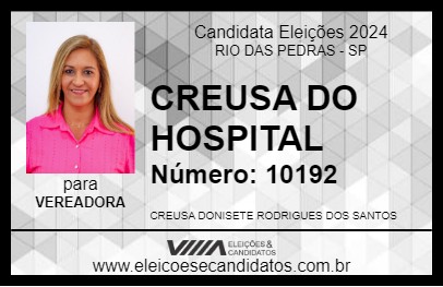 Candidato CREUSA DO HOSPITAL 2024 - RIO DAS PEDRAS - Eleições